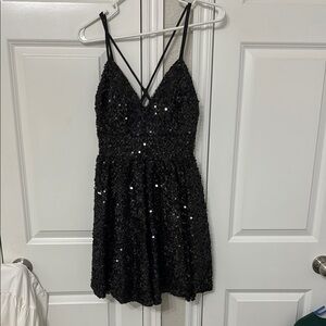 Black Sequin Strappy Dress